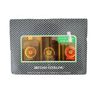 British Sterling Set Cologne Spray 2 oz Deodorant After Shave 2 oz Vintage Gift